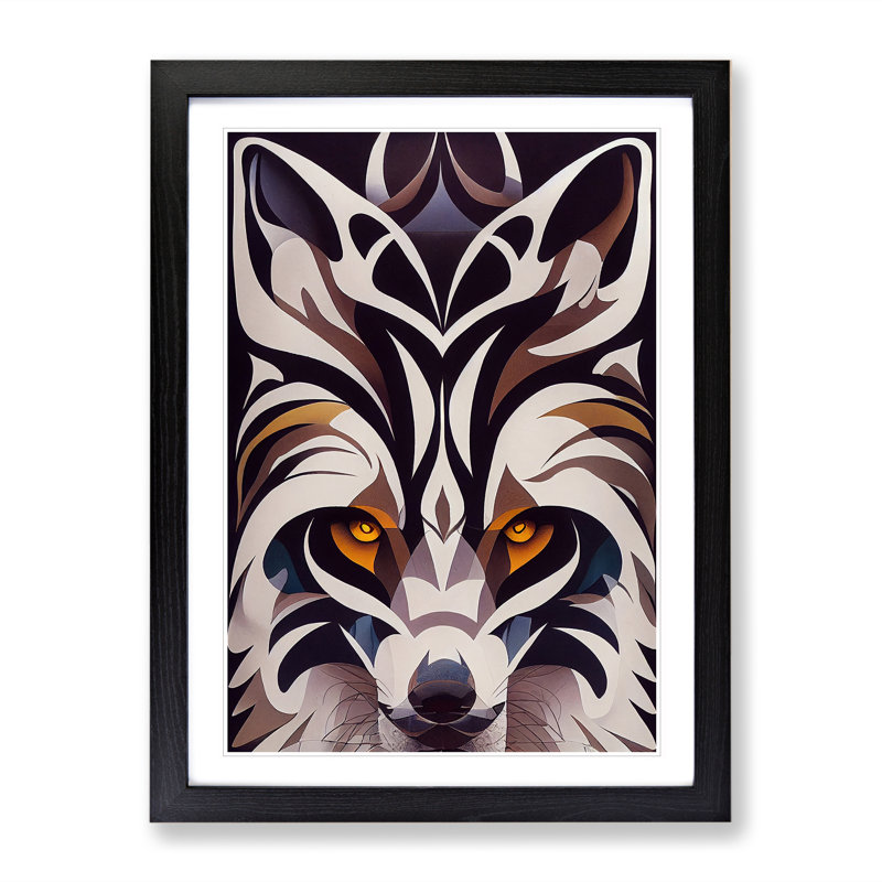 Wolf In Abstract No.4 - Print, White, 66cm H x 48cm W, Black Framed Paper
