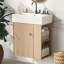 Armoire de salle de bain flottante de 21,6 po avec lavabo en céramique, trou de trop-plein, fermeture en douceur, utilisation moderne de l'espace, lavabo mural en céramique, trou unique pré-percé, porte, côté droit-1739473171