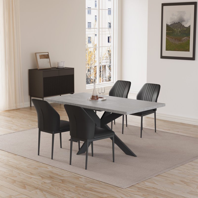 Ensemble de salle à manger Modern Kitchen, table de salle à manger extensible avec chaises rembourrées, Noir