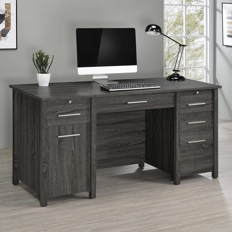 Rayna 4-Drawer Office Desk, Gray
