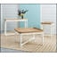 Console étroite avec garniture blanche antique et finition naturelle, idéale pour les petits espaces et l'organisation du vestibule