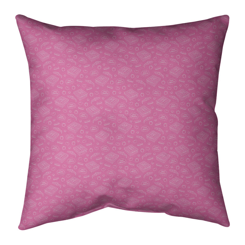 Coussin Katelyn Elizabeth, H 26 po x l 26 po, Pas de bourre, Rose / blanc cassé