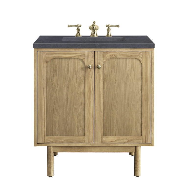 Laurent 30'' W Single Vanity, Charcoal Soapstone, Light Natural Oak, 8" Widespread
