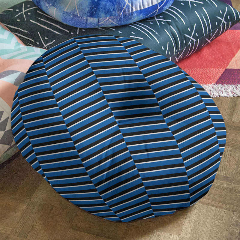 Coussin de sol à rayures fracturées, 26 po x 26 po, bleu