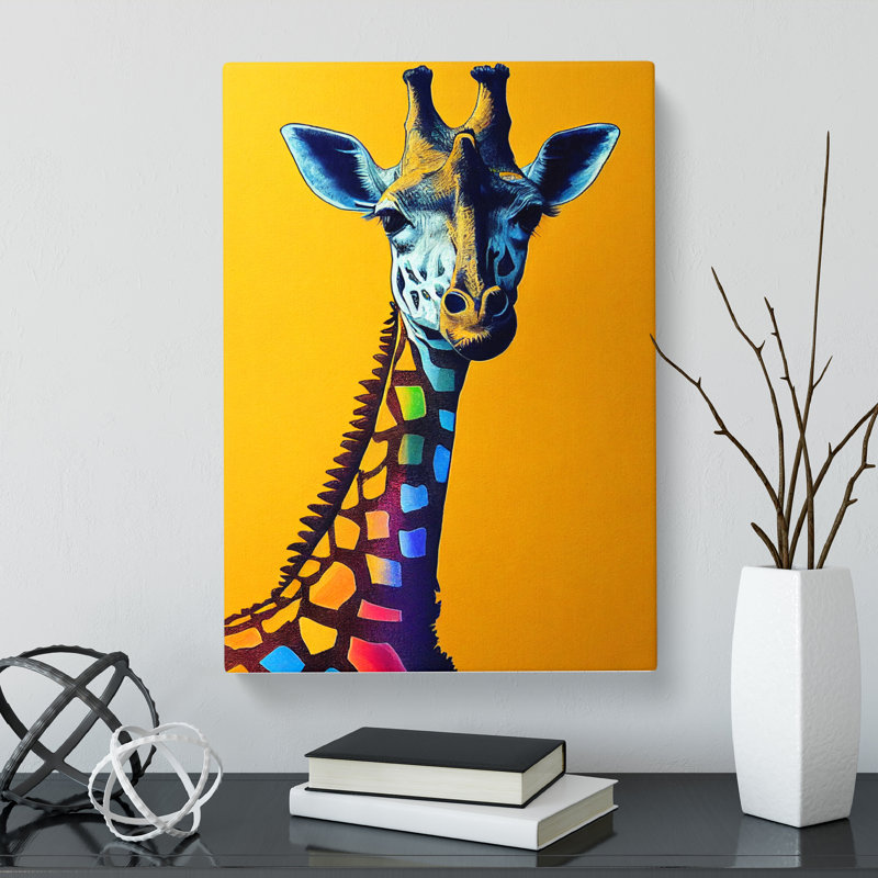 Giraffe Crayon - Wrapped Canvas, 60cm H x 40cm W x 3cm D