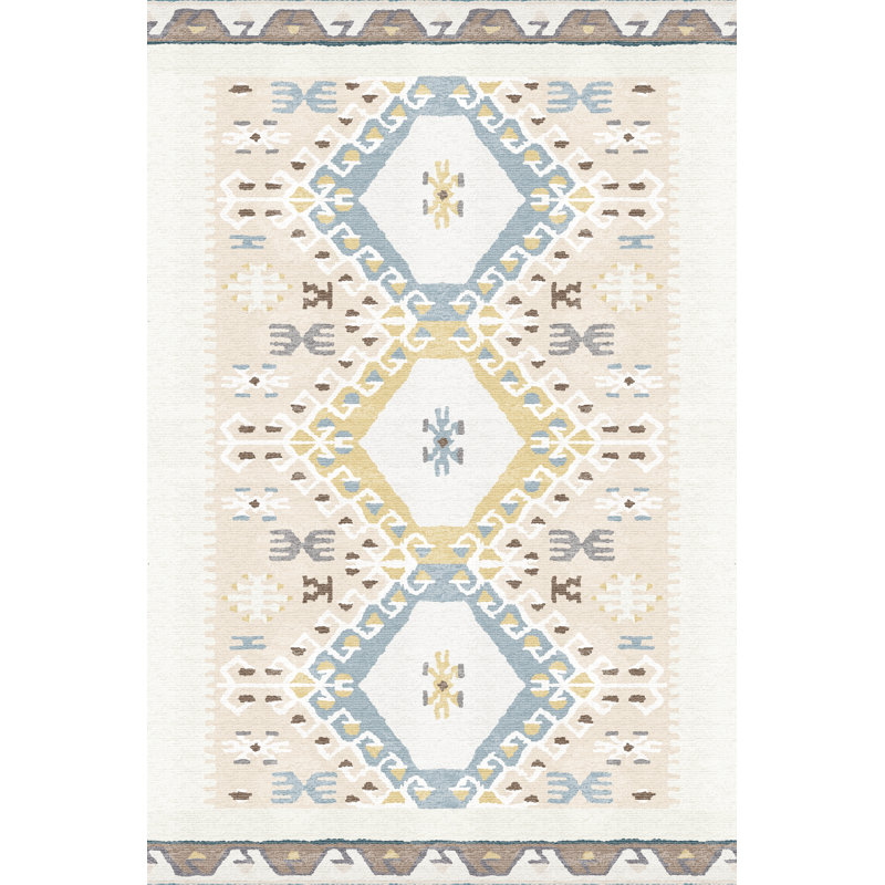 Tapis décoratif rétro multicolore, Rectangle 4 pi 11,06 po x 7 pi 6,55 po