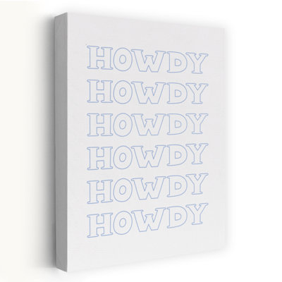 Blue Howdy Bold Contemporary Minimalist Coastal Wall Art Print 1 Piece Wrapped Canvas Wall Art