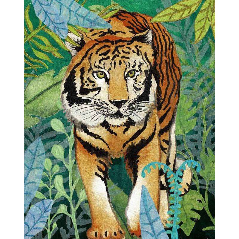 «Red Barrel Studio® Medley», art sur toile tendue par Elizabeth Gallery, «Tiger In The Jungle II», H 24 po x l 20 po