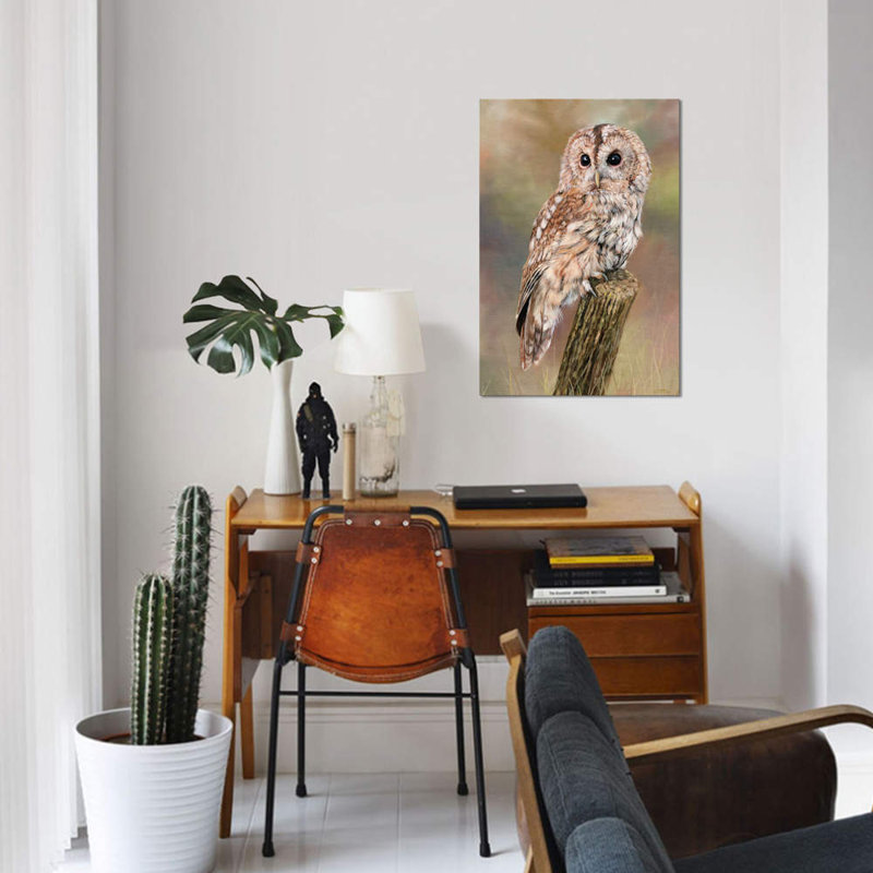 " Tawny Owl " by David Stribbling, 18" H x 12" W x 1.5" D, No Mat, Wrapped Canvas