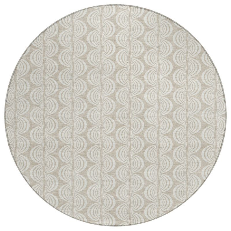 Tapis d'intérieur rond lavable beige 8 pi Ogee