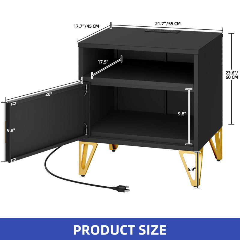 Table de bout avec rangement et charge intégrée