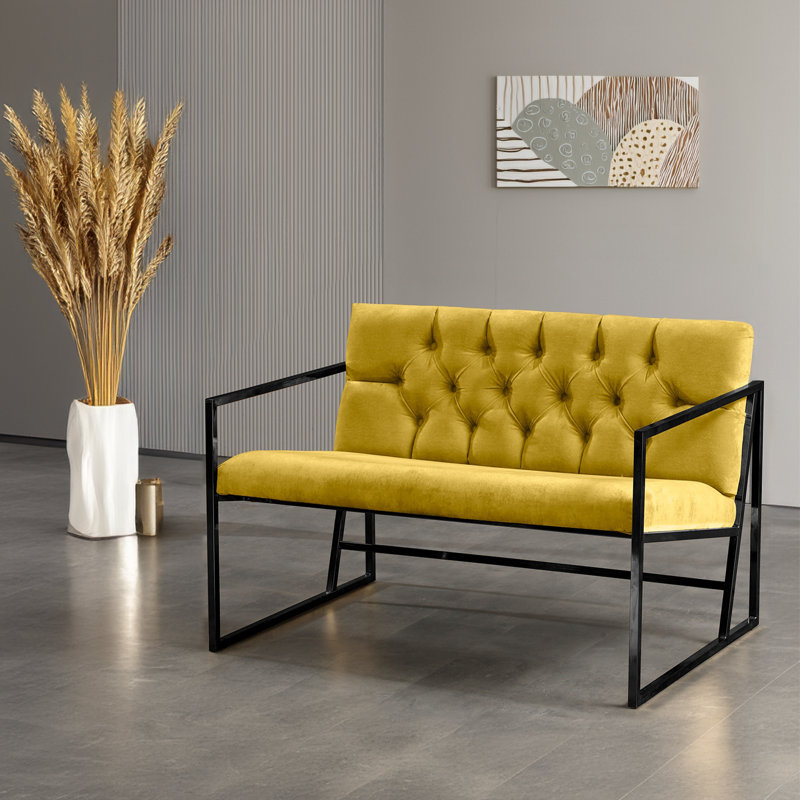2-Seat Sofa, Black, Mustard