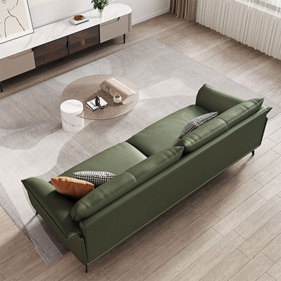 Green Genuine Leather Modular Sofa cushion couch