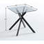 Modern Square Side Table - 20”Dx20”Wx22”H (Grey Tempered Glass Top & Black Metal Legs with Gold Rim)-645047747