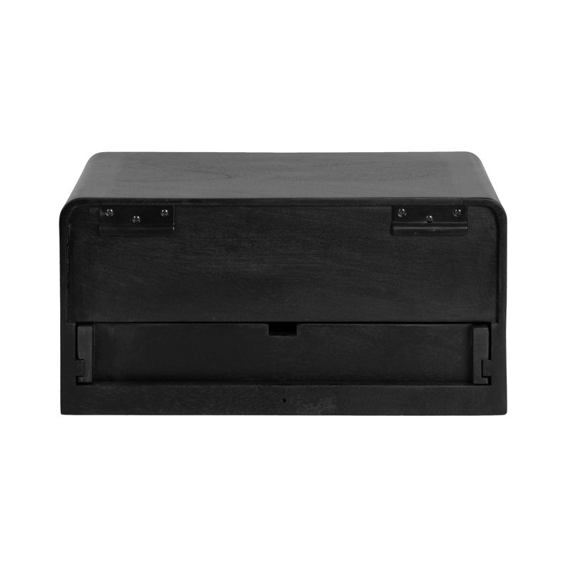 Langley 9'' Tall Solid Wood Floating Shelf, Black