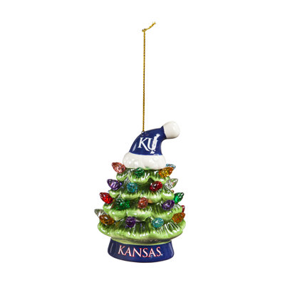 Ornement en forme d'arbre de Noël à DEL en céramique 4 "avec équipe Santa Hat, Kansas State University