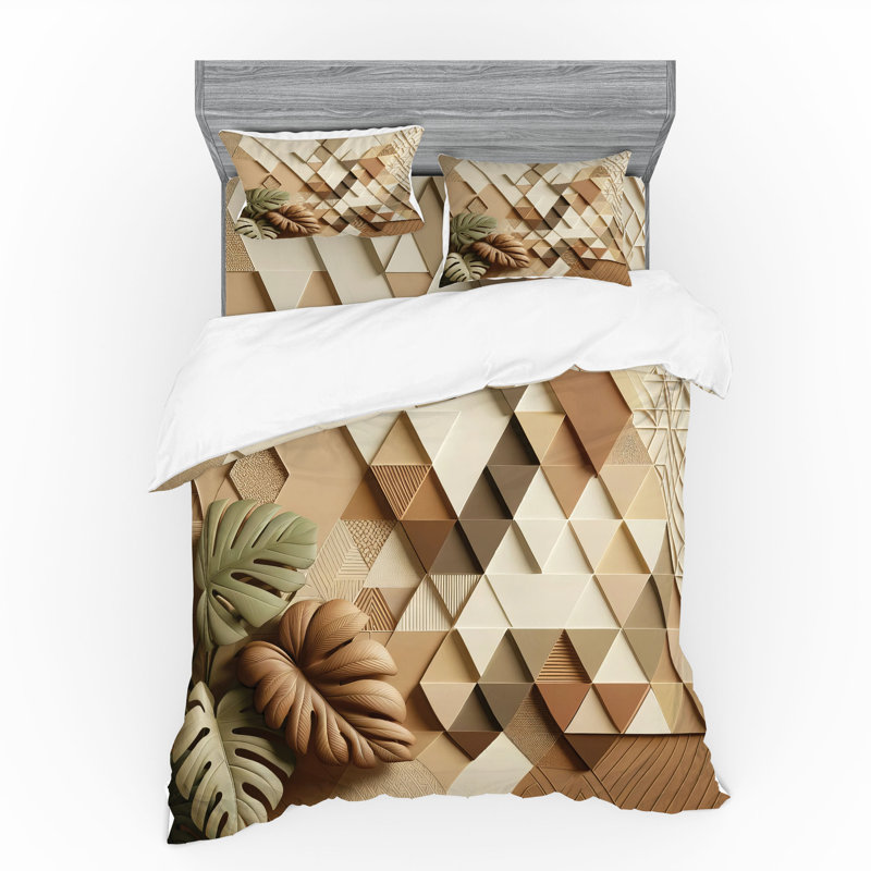 Ensemble de literie Ambesonne Monstera & cacao vert réséda pâle, Housse de couette très grand lit californien + 3