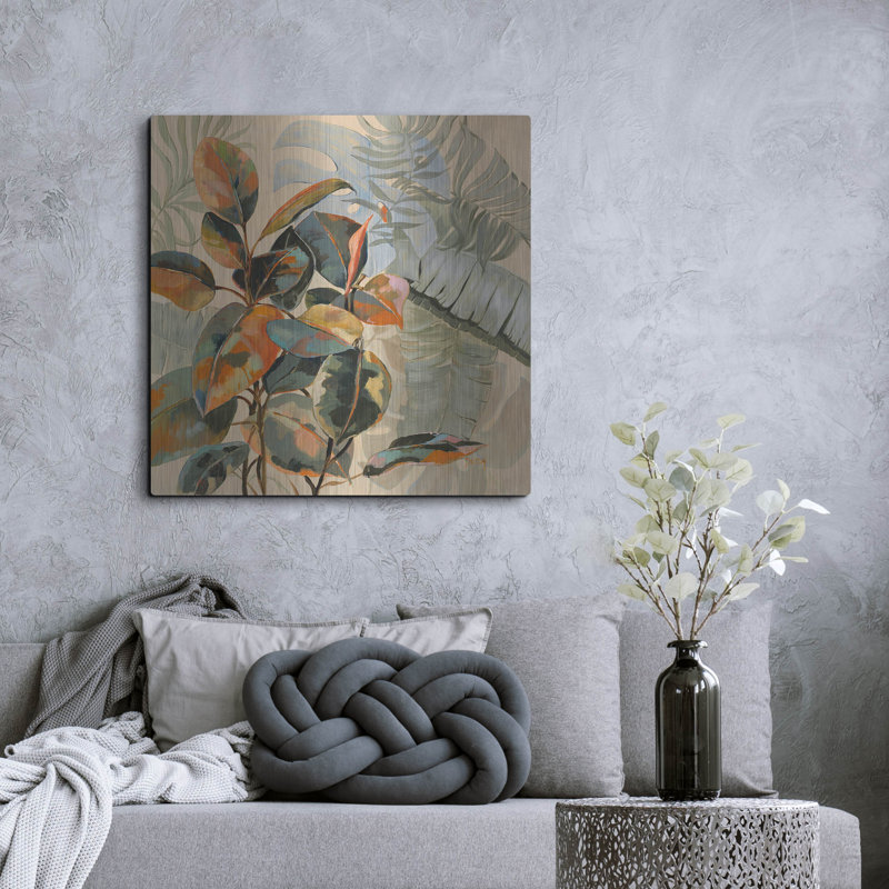 Art mural en métal luxueux «Les Fleurs 4» par Dusza, 36 po x 36 po, H 36 po x l 36 po