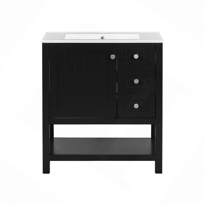 Meuble-lavabo de style transitionnel avec lavabo en céramique et porte à fermeture en douceur