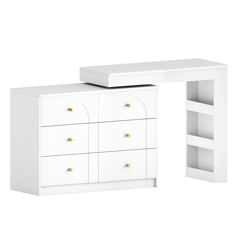 Bureau de meuble-lavabo avec miroir et lumières, coiffeuse de maquillage avec plateau rabattable et rangement 7 tiroirs, 9 compartiments, 3 tablettes, 3 tables de maquillage à modes de couleurs réglables pour la chambre à coucher