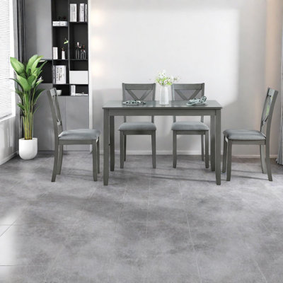 Ensembles de tables de salle à manger modernes et peu encombrants en bois d'acacia gris pour la cuisine