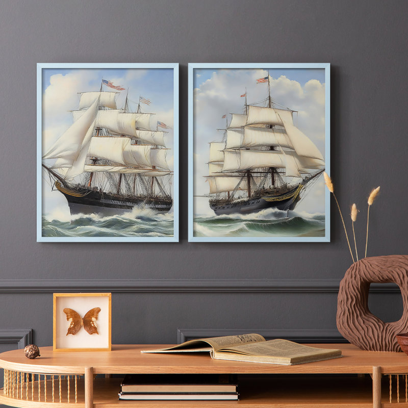 NAUTICAL Series LX - reproduction encadrée de qualité supérieure - prête à être accrochée - aucun clou requis - aucun clou requis