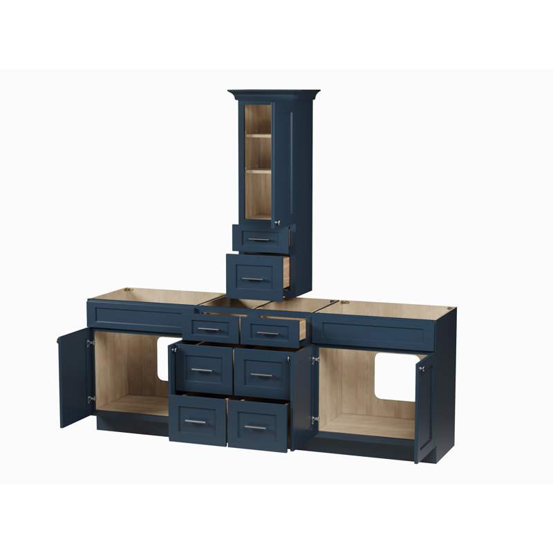 Meuble-lavabo double 90 po avec comptoir Disar, Bleu