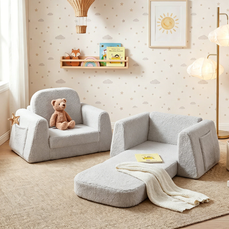 Canapé 2 en 1 pour enfants avec accoudoirs robustes, chaise pour enfant, canapé pliant pour tout-petit et siège inclinable
