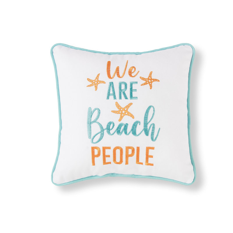 Maariyah We Are Beach People Embroidered Throw Pillow