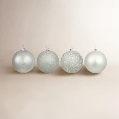 , Berry Red , 10" Vickerman 10" White 4-Finish Ball Christmas Ornament, 4 Per Bag