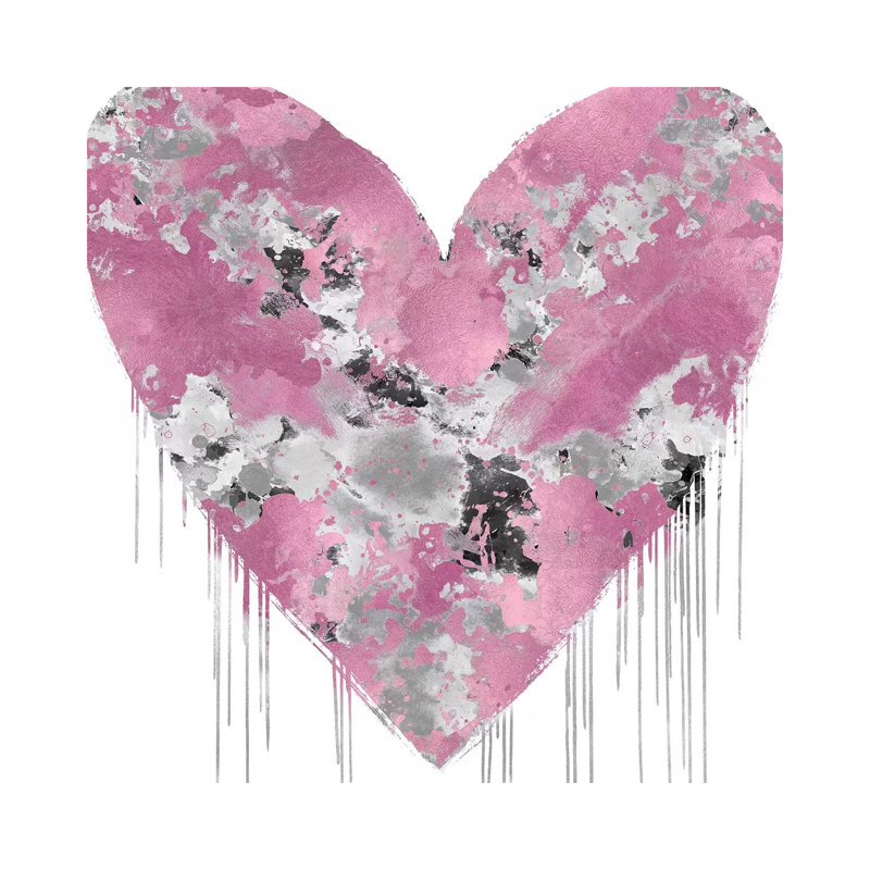 Big Hearted Pink And Silver by Lindsay Rodgers - Wrapped Canvas Print, 45.72 cm H x 45.72 cm W x 1.91 cm D