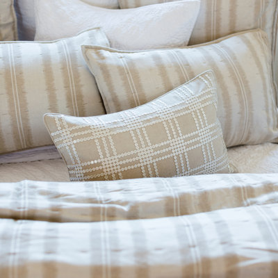 Geometric Natural Tan Sequined Cotton Decor Throw Pillow Cover And Insert Set