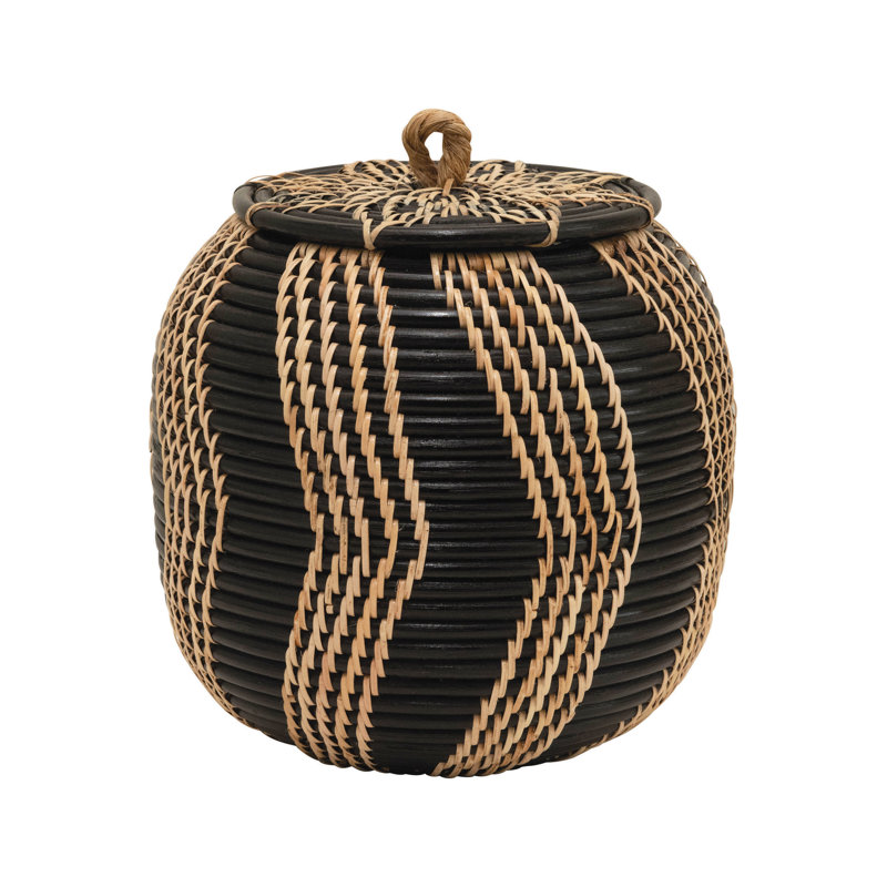 Decorative Handwoven Rattan Storage Basket Storage with Lid