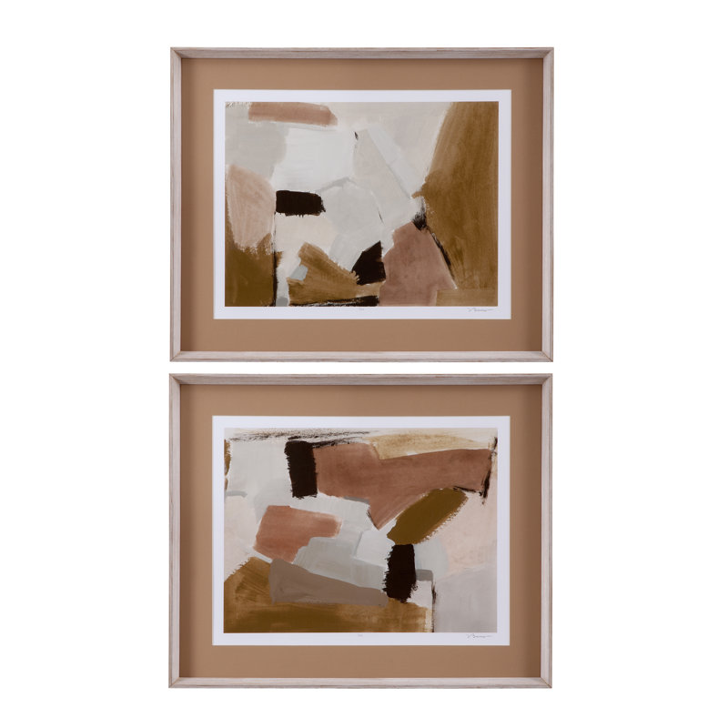 Almondine, ensemble de 2 reproductions encadrées, édition limitée signée avec passe-partout taupe