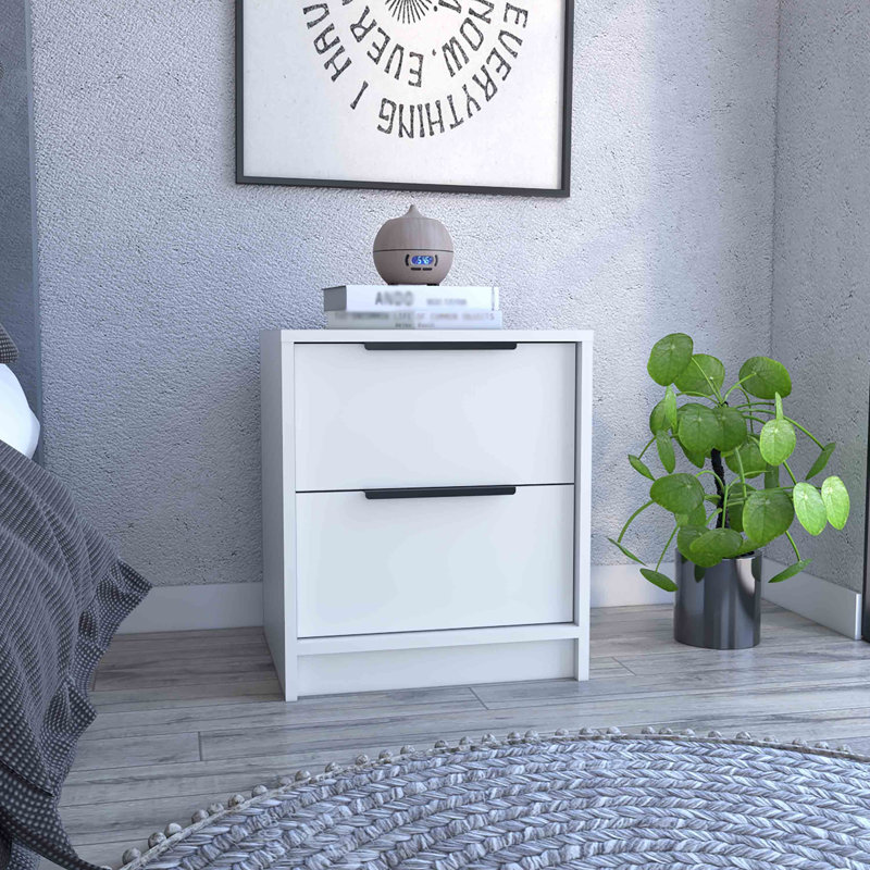 Contemporary Design Nightstand, White