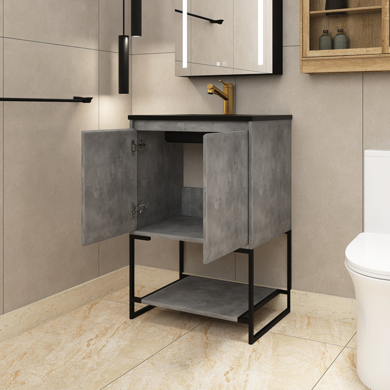 Meuble-lavabo simple 23,6 po avec plateau en quartz Seleni