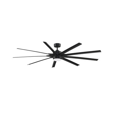 Odyn 84 inch Indoor/Outdoor Smart Ceiling Fan with LED CCT Select Light Kit - Black with Black blades