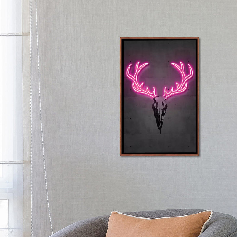 « Deer Skull » par octave Mielu-impression d’art graphique, Pas de tapis, H 26 po x l 18 po x 1,5 po, Cadre bois classique