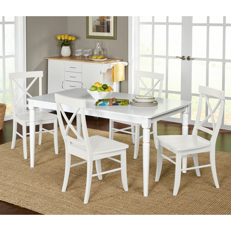 Ensemble de salle à manger Bellmead, Blanc, 5 pièces : 1 table, 4 chaises