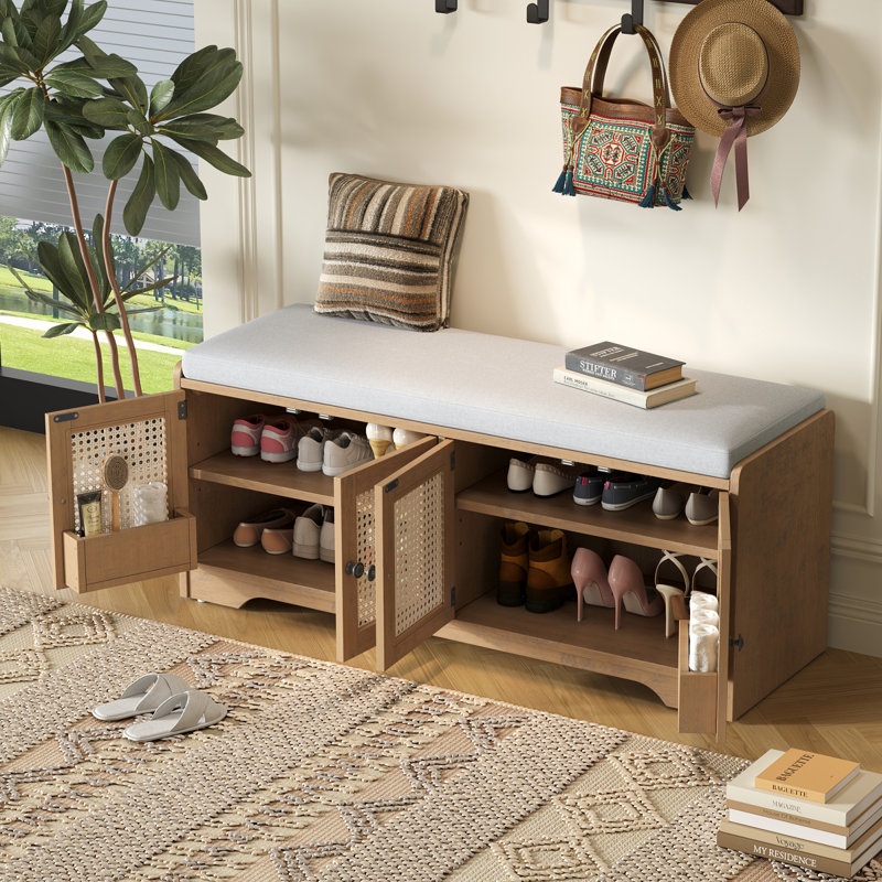 Banc de rangement en bois Trexm, Brun