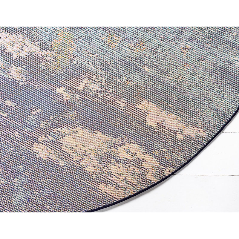 Tapis bleu marine à motif géométrique shirey, Rond 6 pi