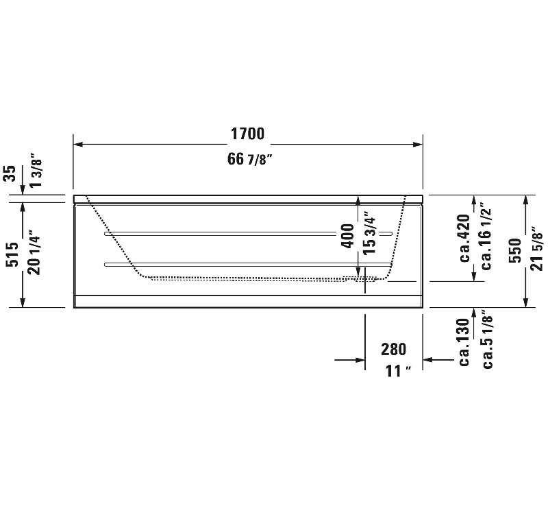 Duravit D-Code 67" x 30" Drop In Soaking Bathtub