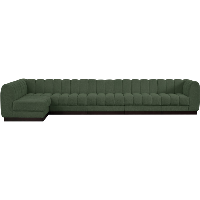 Canapé modulaire rembourré 6 pièces Ivena, Tissu chenille vert