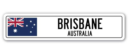 Panneau de signalisation en aluminium Auerbach Brisbane, Australie, H 4 po x l 18 po x P 1 po