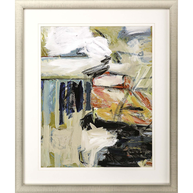 Multi-Color Abstract Print with Gold Frame