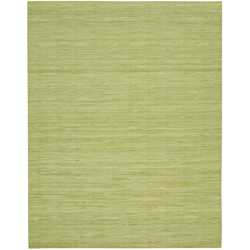 Anerinda Solid Hand Loomed Wool/Cotton Area Rug in Green, Rectangle 9' x 12'