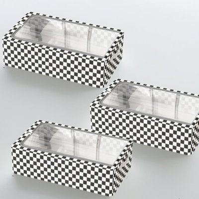 Checkerboard Storage Box · Medium Size 3Pcs Extra Large Plaid Storage Bags With Clear View Lids, Heavy-Duty Solid Steel Frame, Foldable Design For Under Bed Clothes Shoe Toy Organizer, Stackable And Moisture Dust Mold Resistant
