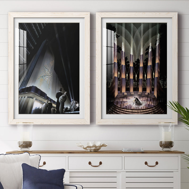 Nocturne - reproduction encadrée de qualité supérieure - prête à être accrochée, H 27,5 po x l 75 po x P 1,5 po, Blanc