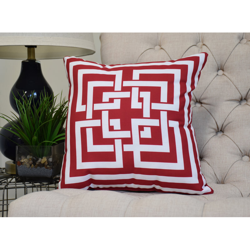 Nantucket Geometric Reversible Throw Pillow, Red, 20" x 20"