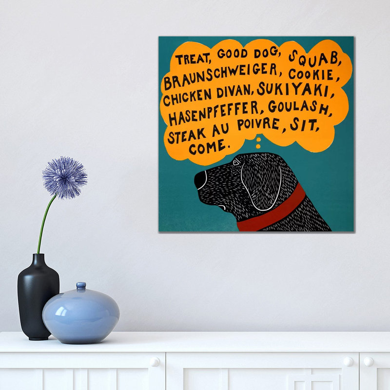 Dogs Can Only Learn A Few Words by Stephen Huneck - Wrapped Canvas Print, 45.72 cm H x 45.72 cm W x 1.91 cm D